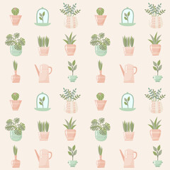 House plants seamless pattern