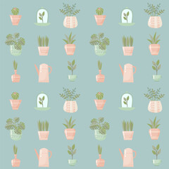 House plant seamless pattern