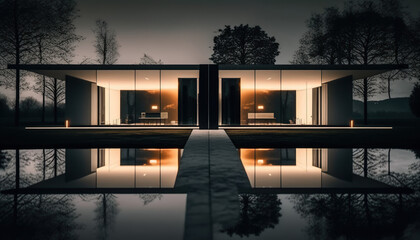 modern house at night