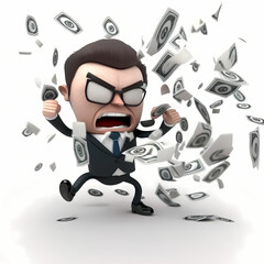 Angry Business Man Throwing Money