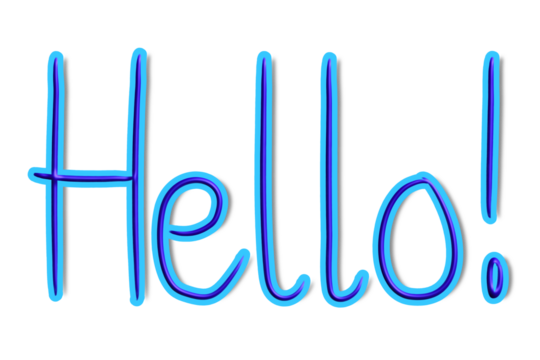 Hello, hand written word in 3D render