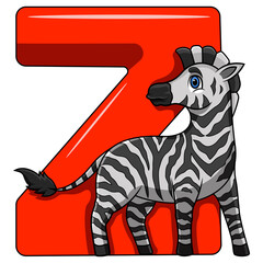 Illustration of Z letter for zebra