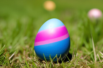 colored easter egg in grass