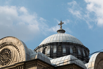 Fototapeta na wymiar Dome of the church. Orthodox Church in the central part of Istanbul.