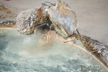 Boiled egg in hot spring at San Kamphaeng Hot Springs in Chiang Mai,  Thailand