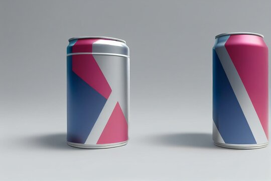 3D realistic silver aluminium can for packaging design. 330 ml  350  ml can. Easy to apply your design. Generative AI