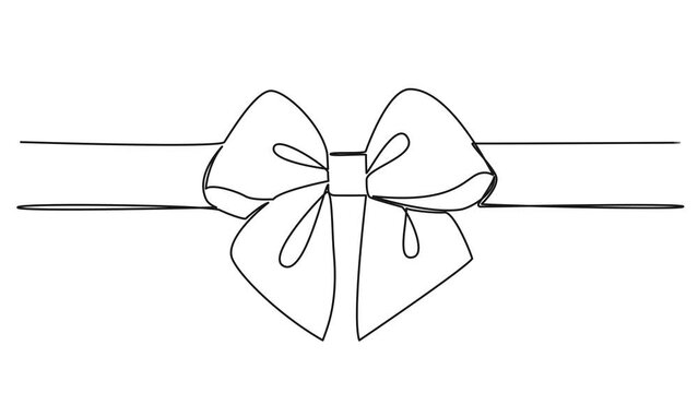 animated continuous single line drawing of ribbon and bow, line art animation