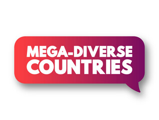 Mega-diverse countries - those that house the largest indices of biodiversity, including a large number of endemic species, text concept message bubble