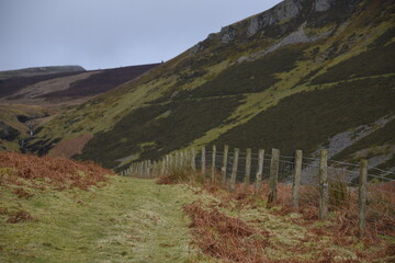 Fototapeta premium a view of the welsh mountains around pistyll rhaeadr