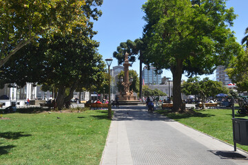 the beautiful plaza de armas in the city of concepción in chile on a summer day