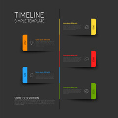 Simple vertical infographic timeline template made from dark gray paper stripes