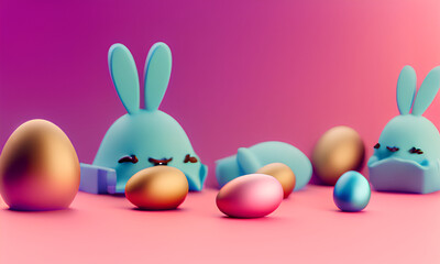 Fototapeta na wymiar Cute Easter Bunny, Generated A.I