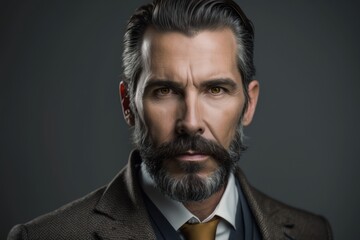 Fototapeta premium retrato de estudio hombre de 40 años elegante de directivo de empresa, creado con IA generativa