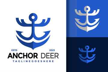 Anchor Deer Horn Logo Logos Design Element Stock Vector Illustration Template
