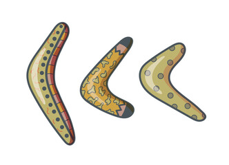 boomerang Australian. Karma concept. wiht color pattern. Cartoon graphic style. Vector illustration.