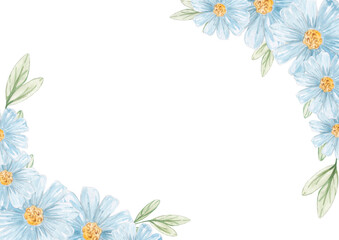 Seasonal floral card with blue flowers. Floral watercolor composition. png file
