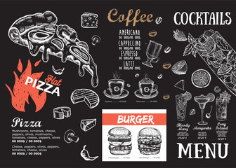 Menu, Restaurant cafe, template design. Food flyer.