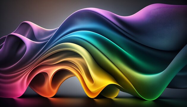 3d render, abstract  background with  wavy ribbons - Generative AI