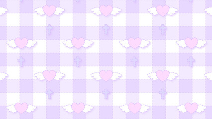 ゆめかわパープルチェック壁紙⭐︎