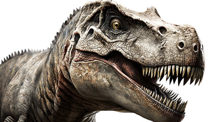 Tyrannosaurus rex dinosaur isolated on white, transparent, generative ai