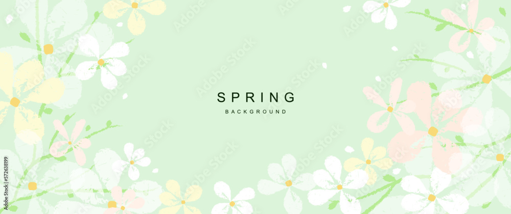 Canvas Prints spring abstract vector background with flowers, green branches and leaves. art illustration for grap