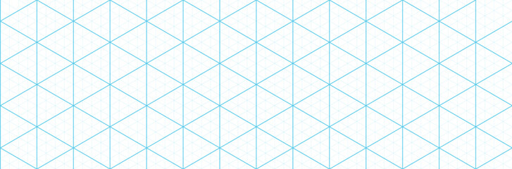 Blue isometric grid graph paper background. Seamless pattern guide background. Desigh for engineering or mechanical layout drawing. Vector illustration