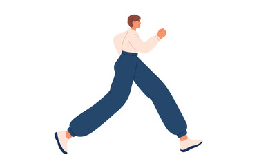 Fototapeta na wymiar Business guy running fast. Rushing man, person determined. Successful man in work.Flat vector illustration
