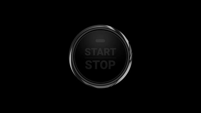 Push start button of ev car with glowing blue light 4K Animation. Start and stop button animation seamless loop
