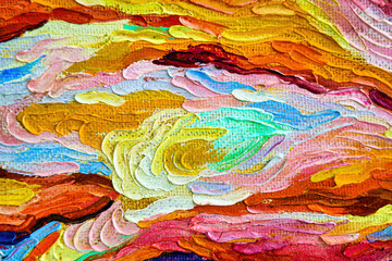 Colorful abstract oil painting art background. Texture of canvas and oil.