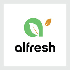 Obraz premium Letter A logo symbol leaf icon vector for health