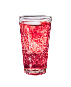 Watercolor illustration of strawberry wine in a glass isolated background. German strawberry wine in a glass for cider.