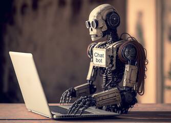 Chatbot Robot typing text - Generative AI
