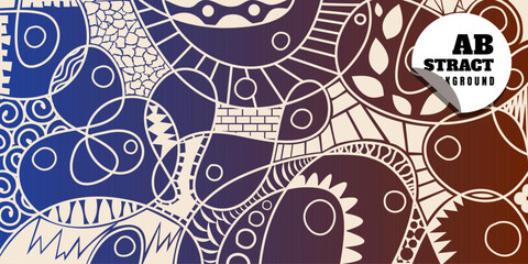 a background of line illustrations that form unique ornaments, from geometric shapes to animal shapes and the shapes of various objects.