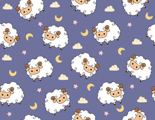 Cute Sheep seamless pattern
