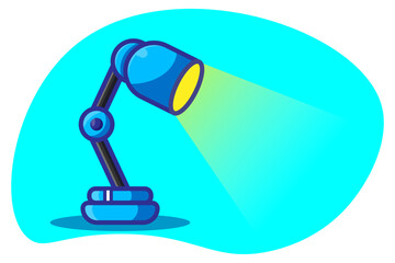 Illustration of a modern blue desk lamp cartoon vector white background