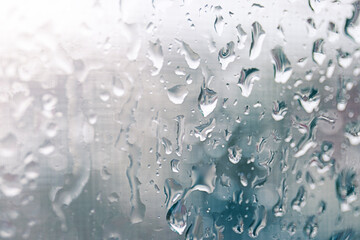 Raindrops rests on the window after the rain