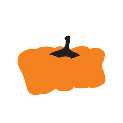 Orange pumpkin silhouette with black tail. isolated on a white background. Flat design style. clipart. vector illustration