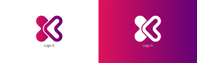 Logo X. Letter X logotype design concept negative space style. Abstract sign constructed from round check marks. Vector elements template icon. modern gradient