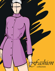 Beautiful young girl in stylish clothes. Fashion woman look. Sale concept. Hand-drawn fashion illustration. Cute girl in fashion clothes.