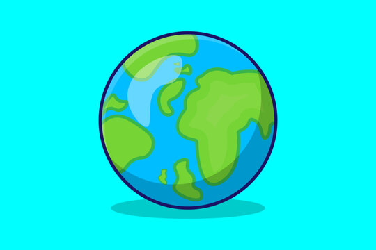 Illustration of a cute earth vector cartoon white background