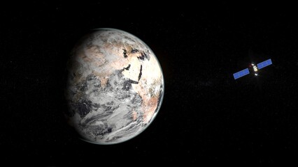 Earth and satellite