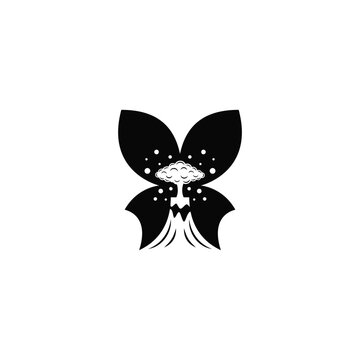Volcano combination with a butterfly. Logo design.