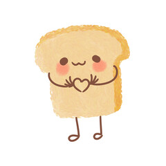 Cute funny bread toast character, PNG hand drawing cartoon.

