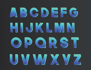 Neon Alphabet letters Vector, gradient fonts