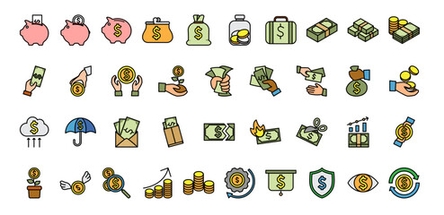 Business and Finance Icons. Color Line Icons