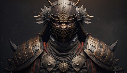 Warrior samurai in heavy armour. fantasy character generative ai