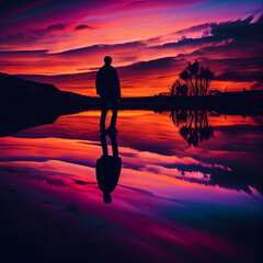 Silhouette of a person on the beach