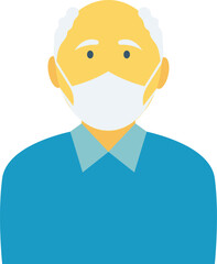coronavirus old man and face mask