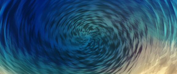 Portal effect. Wormhole of blue and golden colors. Circular spiral tunnel absorbs matter. Fantastic...