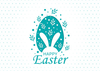 Cute hand-drawn Easter horizontal design with bunnies, flowers, easter eggs, a beautiful background, great for Easter Cards, banners, textiles, wallpapers - vector design.